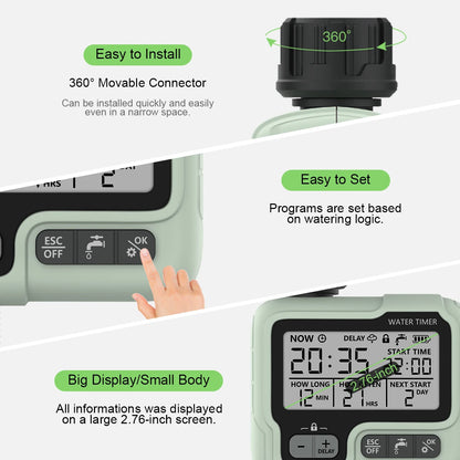 Eshico HCT-322 Automatic Water Timer Garden Digital Irrigation Machine Intelligent Sprinkler Outdoor Use to Save Water &Time