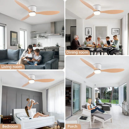 Modern Led Ceiling Fans With Lights DC Motor 6 Speeds Timing Fan 20CM Low Floor Loft Remote Control Lux&vitae Fan With Lights