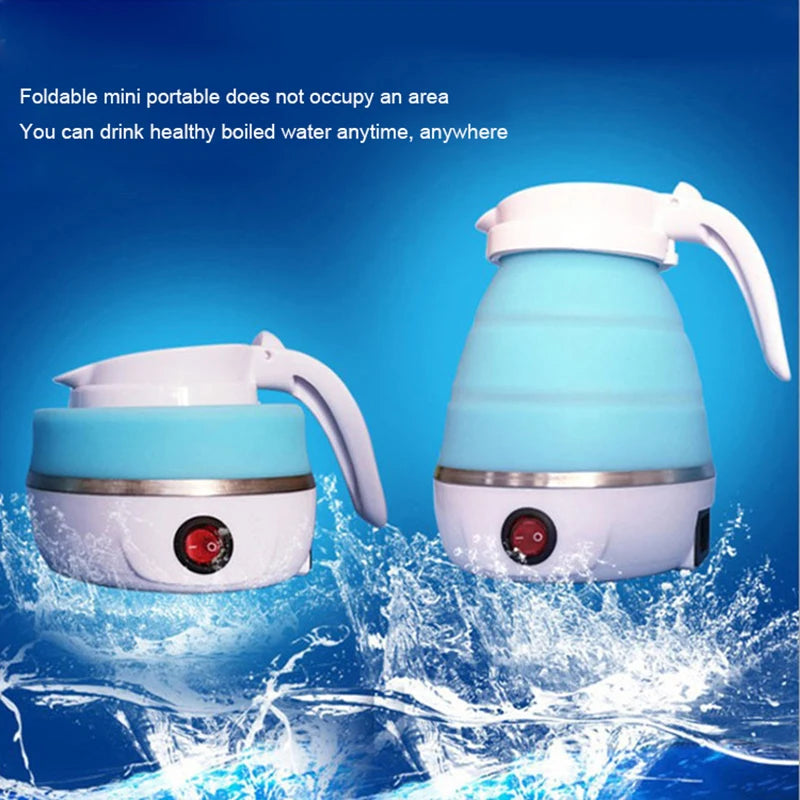 saengQ Travel Household Folding Kettle Silicone304 Stainless Steel  Portable Kettle Compression Foldable Leakproof 600ml