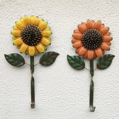 Hierro girasol puerta colgante artesanía Retro pared arte colgante gancho jardín decoración del hogar