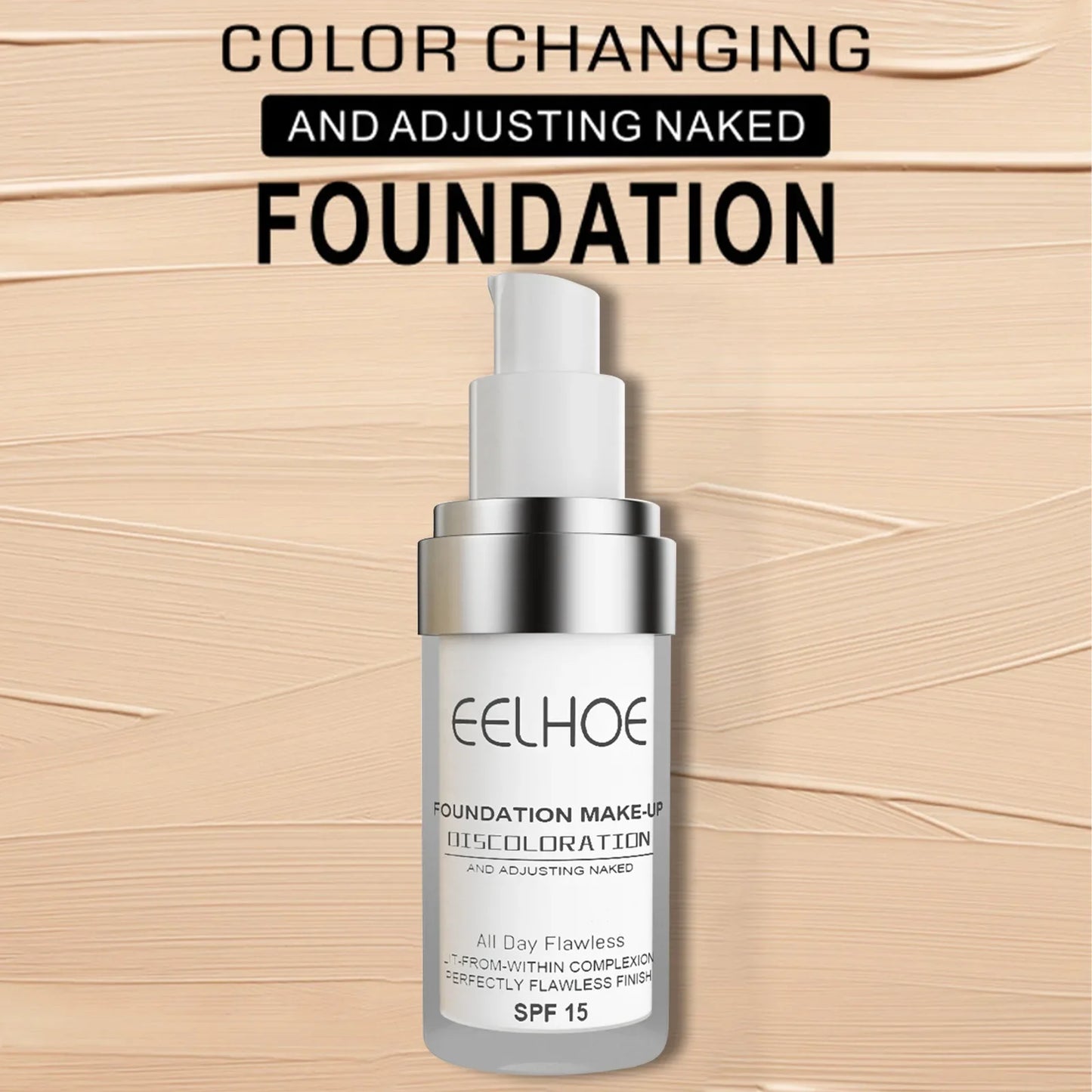 Color Changing Liquid Foundation Brighten Skin Tone Concealer Moisturizing Waterproof High Coverage Face Base Makeup Cosmetics