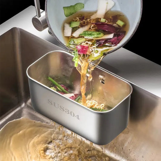 Kitchen sink drainage basket, stainless steel square shelf, household wall mounted leftover food filter in the vegetable sink