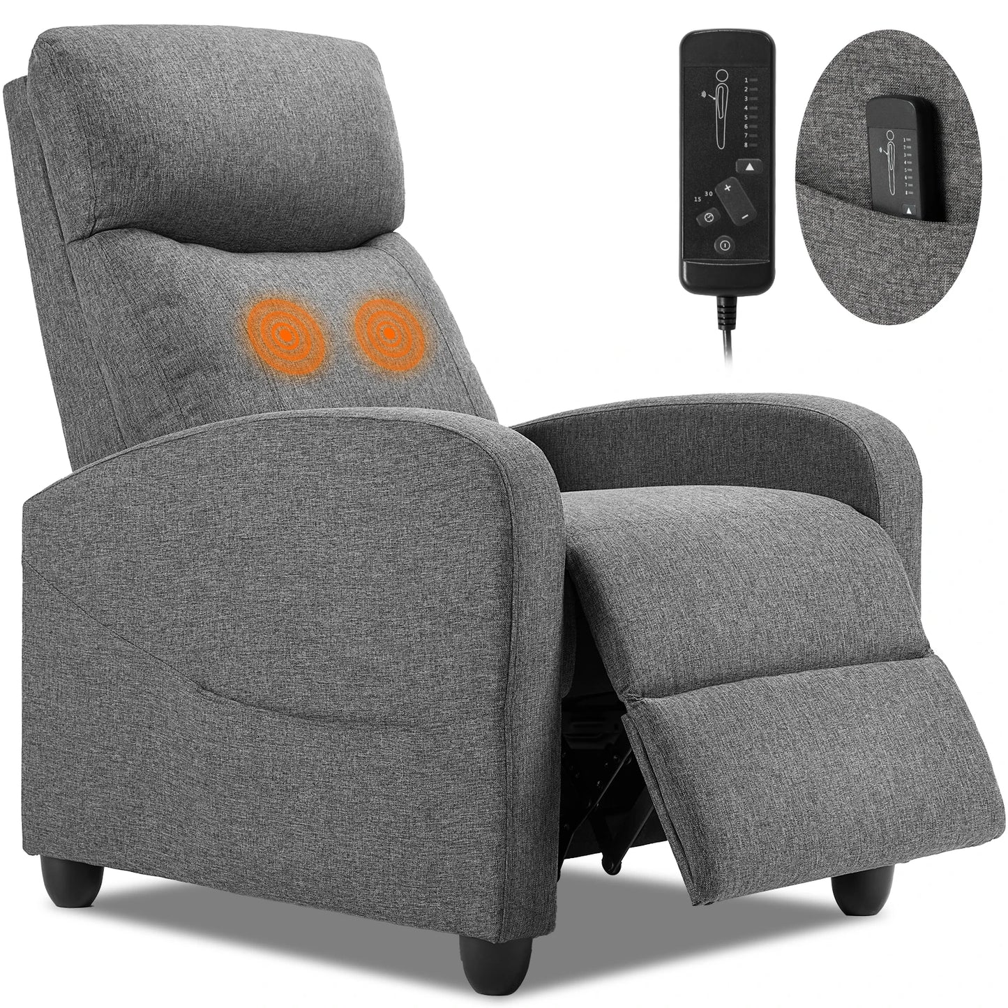 JHK Recliner Chair Massage Reclining For Adults Comfortable Fabric Recliner Sofa Adjustable Home Theater Seat Lounge With Padded