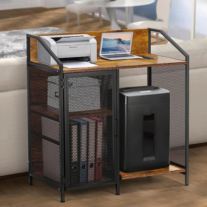 3 Tier Printer Stand Office Storage Lateral Filing Cabinet with Open Storage Shelves for Home Office