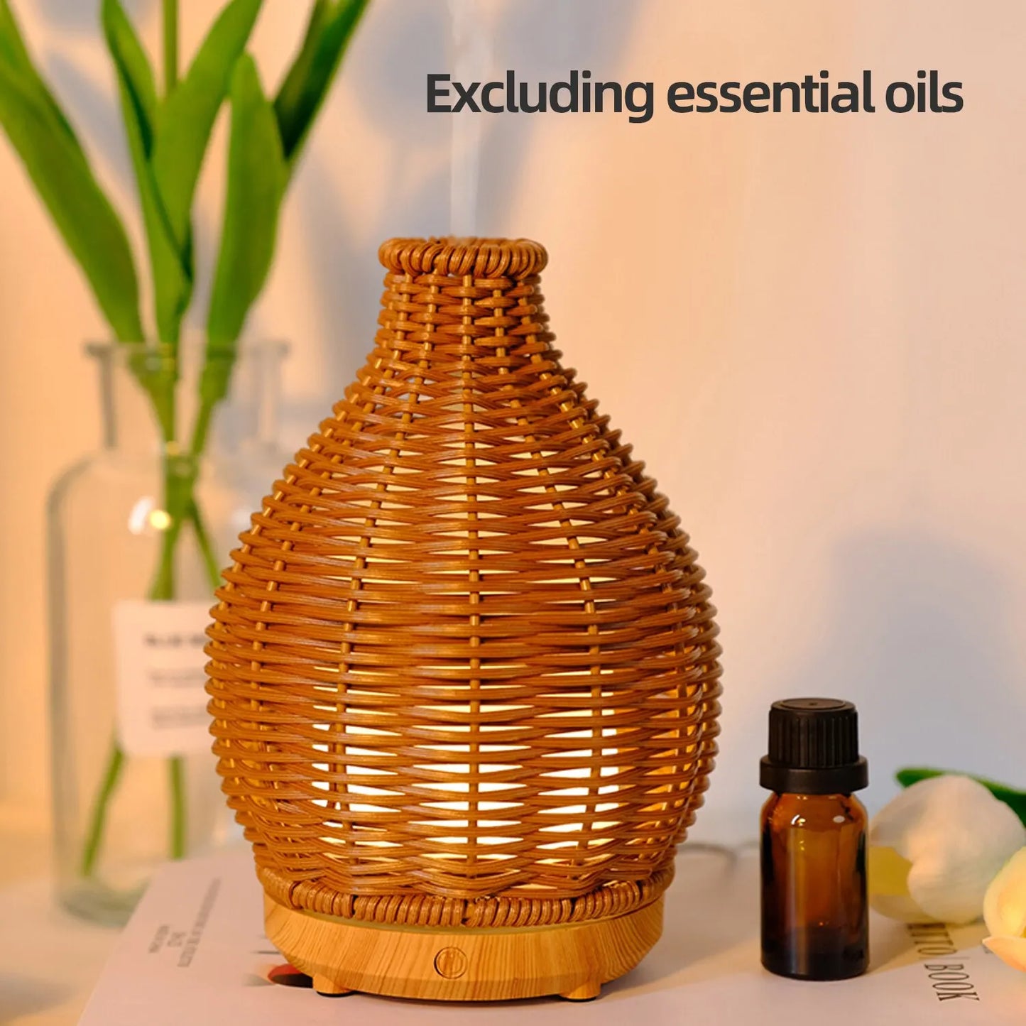 Wood Weave Mini Vase Air Humidifier USB Electronic Ultrasonic Water Fragrance Essential Oil Diffuser Home Room Fragrance