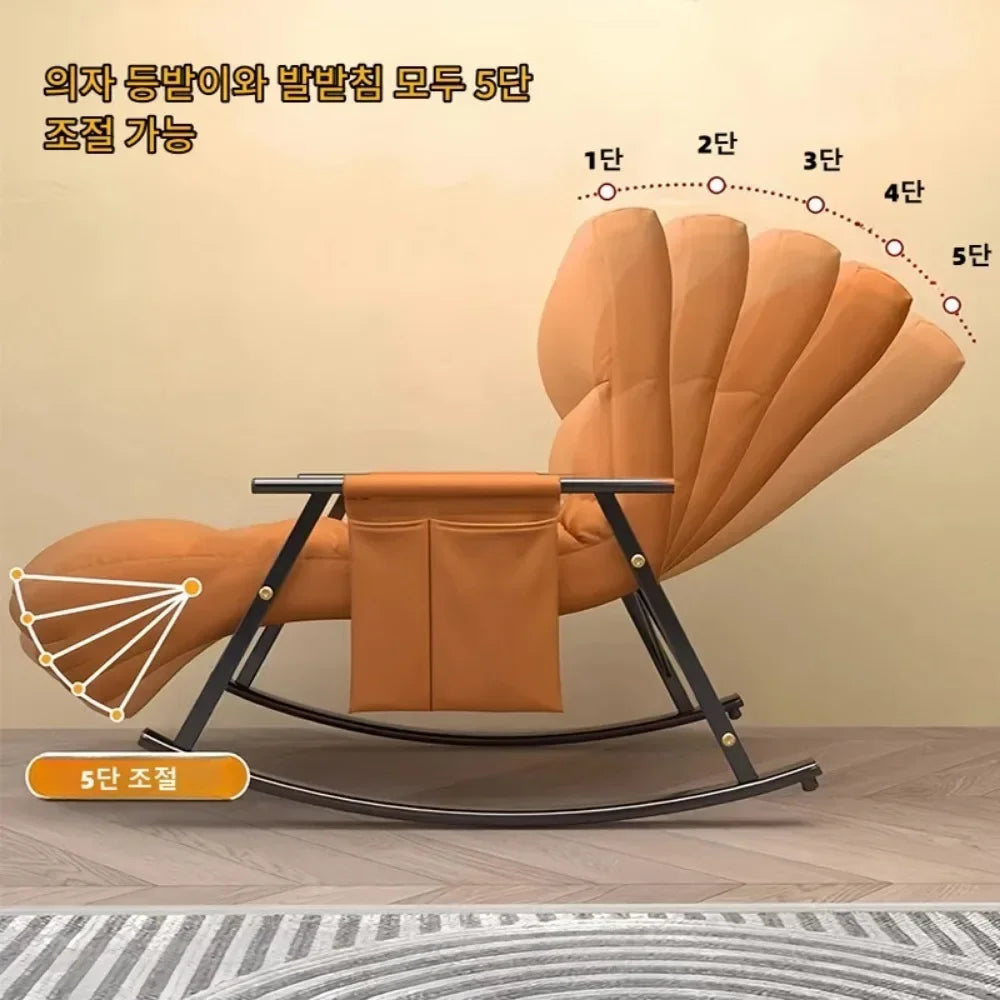 Lazy Rocking Chair Washable Technology Cloth Recliner Chair 5 Angle Adjustment Detachable Relaxation And Comfort Lounge Chairs