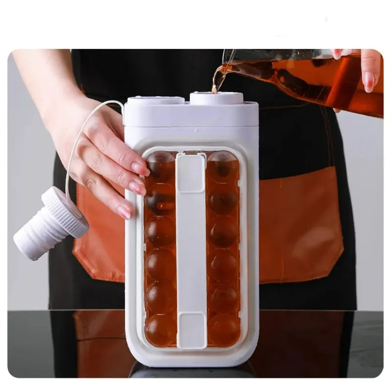 2 In 1 Multi-Function Ice Ball Maker Portable Silicone Kettle 17 Grid Ice Maker Container Pot Kitchen Bar Gadgets Ice Cube Mold