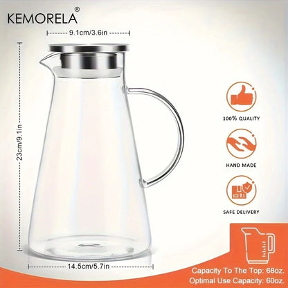 Water Jug Transparent Heat-Resistant Glass Cold Water Kettle And Cups Water Pot With Handle Large Capacity Office Household Jug