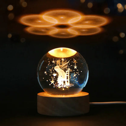 6 cm bola de cristal 3D planeta de cristal luz nocturna grabado con láser Sistema Solar globo astronomía regalo de cumpleaños decoración de escritorio del hogar