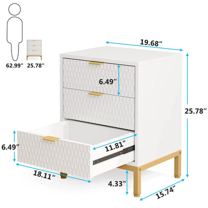 Tribesigns Modern Nightstand, 25.8" Tall Bedside Table with 3 Drawers, Contemporary End Side Table with Storage for Bedroom