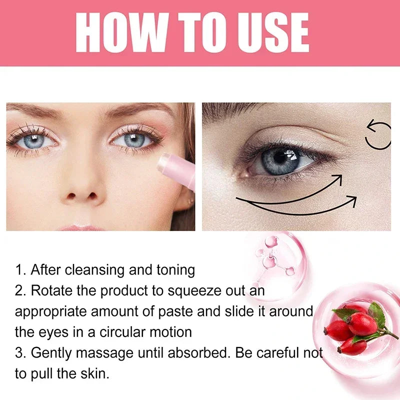 Women Extra Renewing Rosehip Eye Cream For Face Lifting Moisturizing Balm Stick Anti-Puffiness Remove Dark Circle Eye Care 2024