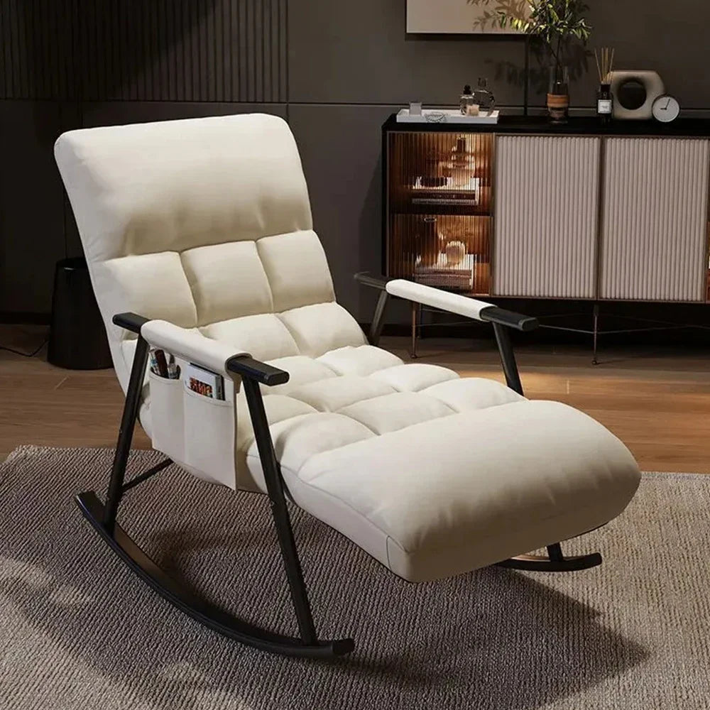 Lazy Rocking Chair Washable Technology Cloth Recliner Chair 5 Angle Adjustment Detachable Relaxation And Comfort Lounge Chairs