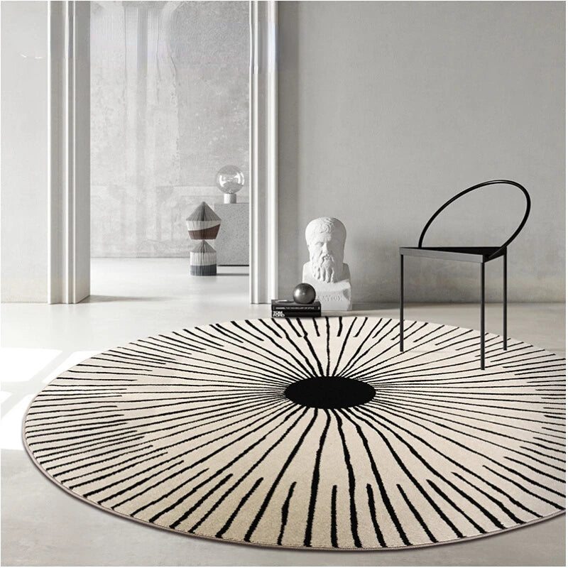 Tapis de luxe léger en peluche, décoration de salon, pour chambre à coucher, rond, grande surface, tapis de sol doux et antidérapant