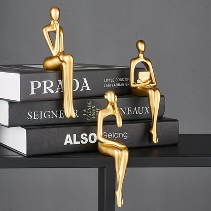 Nordic Home Decoration Accessories Resin Abstract Thinker Statue Golden Decorative Living Room Decoration Crafts Statue Figurine