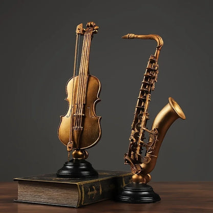 Resin Nordic Home Decoration Living Room Dining Table Table Gold Violin Saxophone