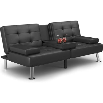 Metal Legs Recliner Sofa Living Room Black Sofaset Furniture for Living Room Sofas 2 Cup Holders Folding Sofa Beds Bed Home Lazy