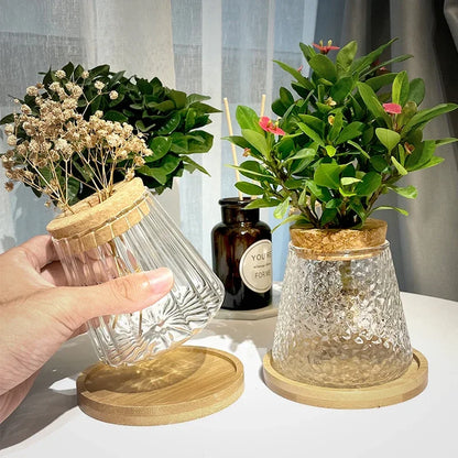 Jarrones de cristal transparentes simples nórdicos, florero decorativo para el hogar, planta hidropónica, adorno de mesa creativo, botella con arreglo de flores