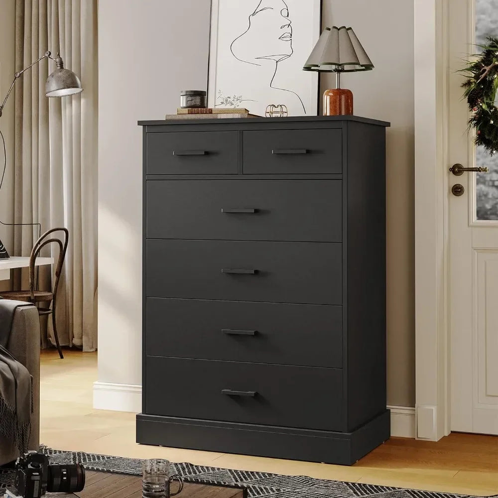 Dresser for Bedroom,Wood Storage Tower Clothes Organizer, Chest of 6 Drawers, Large Capacity Storage Cabinet,Tall Dressers