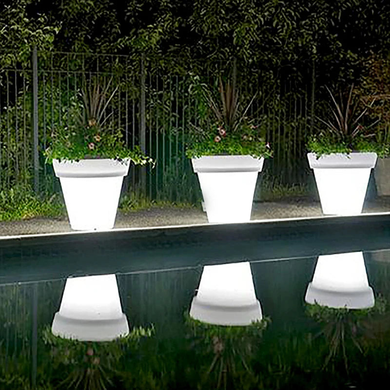 Illuminated Plant Pot Flower Pot With LED Solar Lighting Transparent Flower Basket Lamp Modern Plant Vase Landscape Garden Decor