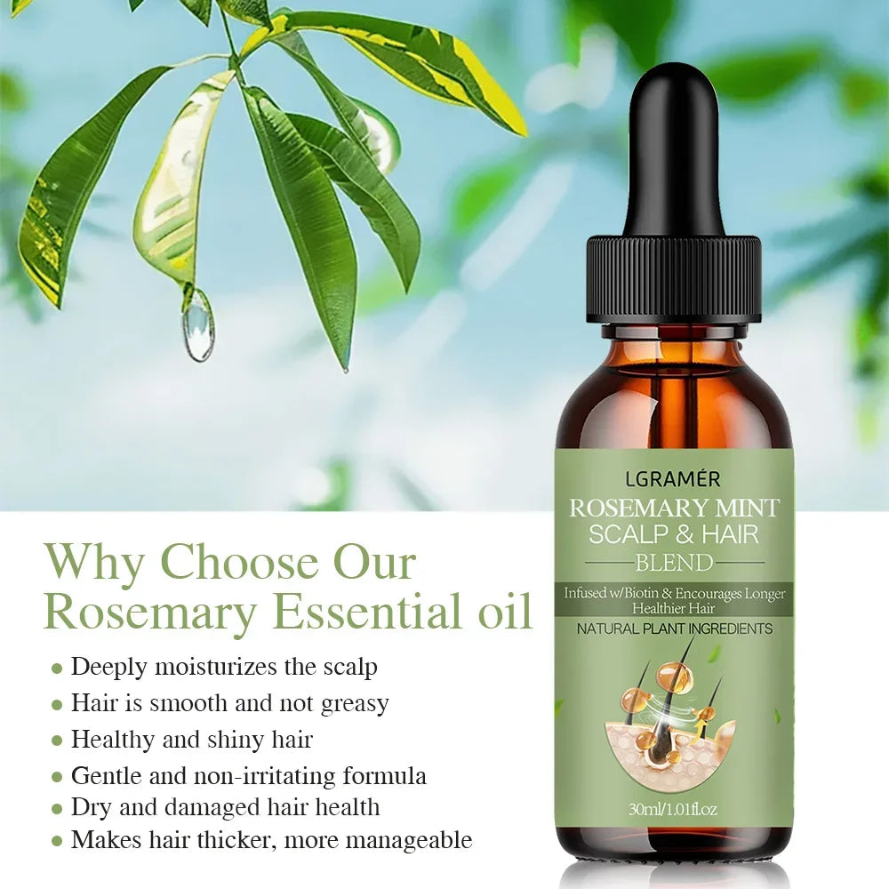 LGRAMER Rosemary Hair Essential Oil Deeply Nourishes The Scalp, An Organic Essential Oil That Maintains and Enhances Hair