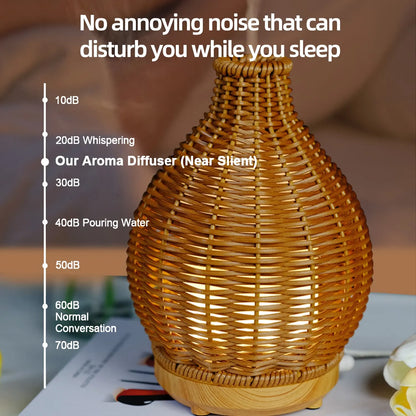 Wood Weave Mini Vase Air Humidifier USB Electronic Ultrasonic Water Fragrance Essential Oil Diffuser Home Room Fragrance