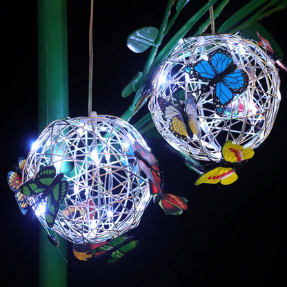 Outdoor Hanging Solar Waterproof Lamp Butterfly Ball Light Garden Decorative Light Use For Courtyard Garden Decoration Butterfly