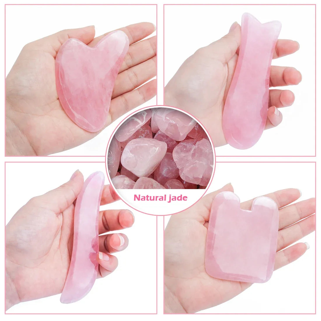 Rose Quartz Face Massager Gua Sha Scraper Natural Jade Stone Skin Care Massager for Body Facial Neck Back Beauty Health Eye SPA