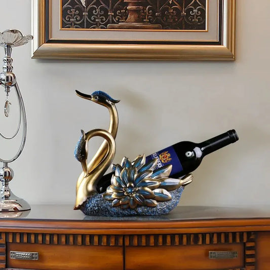 Wine Bottle Holder Swan Animal Statue for Country Farm Kitchen Decor Tabletop Wine Stands