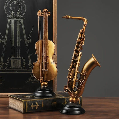 Resin Nordic Home Decoration Living Room Dining Table Table Gold Violin Saxophone