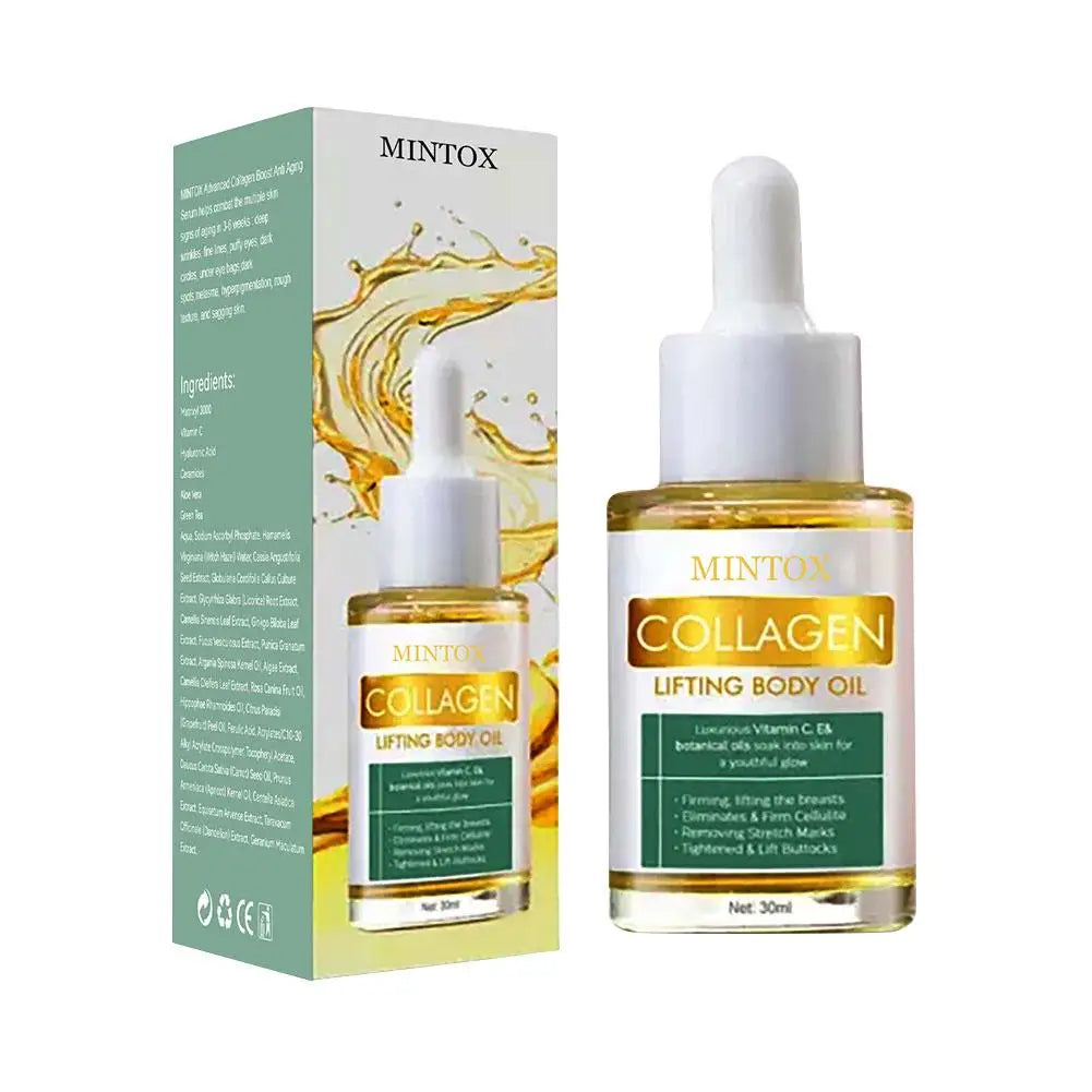 Collagen Lifting Body Oil Tightening Breast Buttock Stomach Thigh Upper Arm Nourishing Hydrating Massage Essential Oil Skin Care