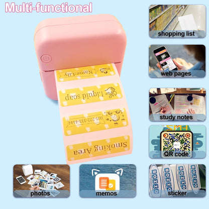 Mini Printer Bluetooth WiFi Connected Thermal Paper Label Mobile Phone Photo Title Note Pockt Portable Student Error Maker