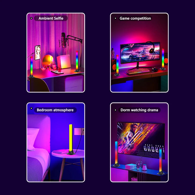 Ambience LED RGB light bar voice atmosphere light TV Wall Computer Game Pickup Lamp Gaming Game Smart light desktop decoration