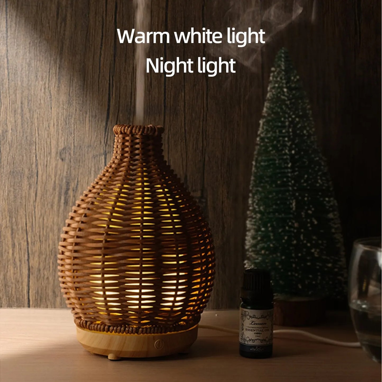 Wood Weave Mini Vase Air Humidifier USB Electronic Ultrasonic Water Fragrance Essential Oil Diffuser Home Room Fragrance