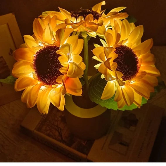 Rechargeable Sunflower Led Simulation Night Light Table Lamp Simulation Flowers Decorative Desk Lamp For Resturaunt Hotel Weddin