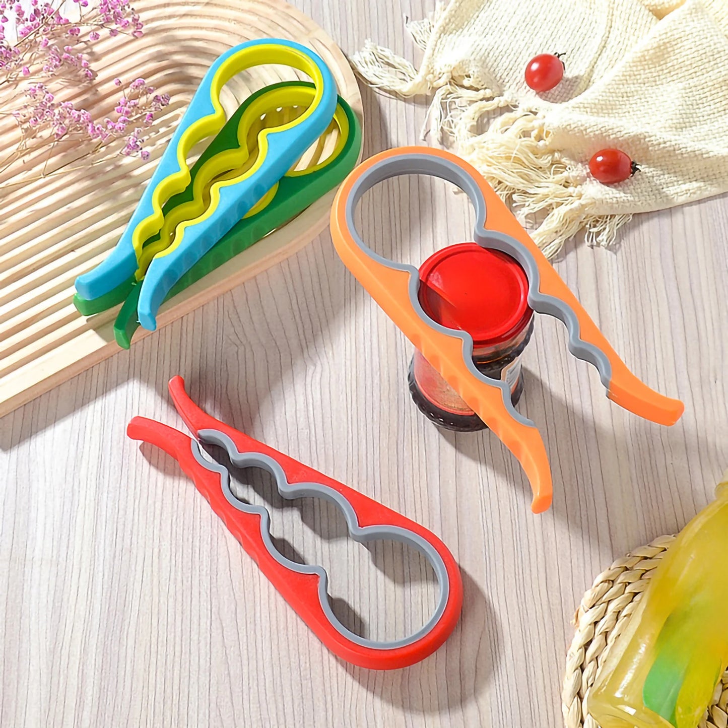 4 in 1 Jar Opener Easy Grip Wrench Handy Save Strength Can Beer Bottle Cap Openers Lid Twist Off Tools Portable Kitchen Gadgets