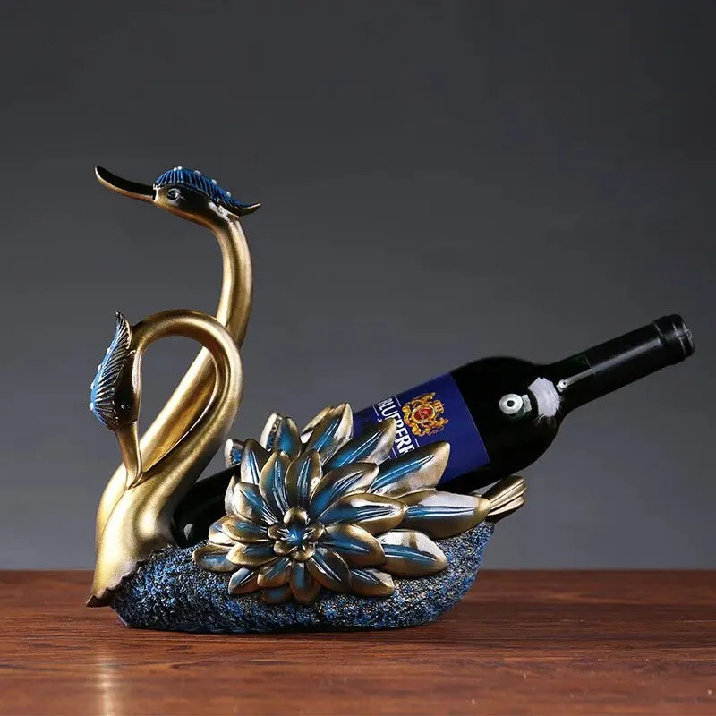 Soporte para botella de vino, estatua de Animal de cisne para decoración de cocina, granja campestre, soportes de mesa para vino