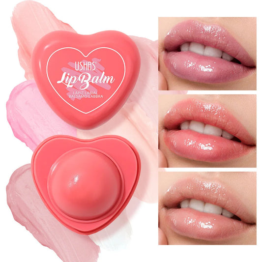 USHAS Heart Lip Balm Moisturizing Hydrating 6 Color Solid Lip Gloss Autumn Winter Lip Balm for Christmas Valentine's Day