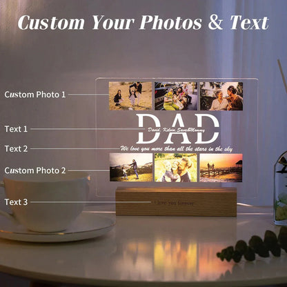 Personalized Custom Photo Text 3D Acrylic Lamp Customized Bedroom NightLight for MOM DAD LOVE Family Friend Birthday Day Gift