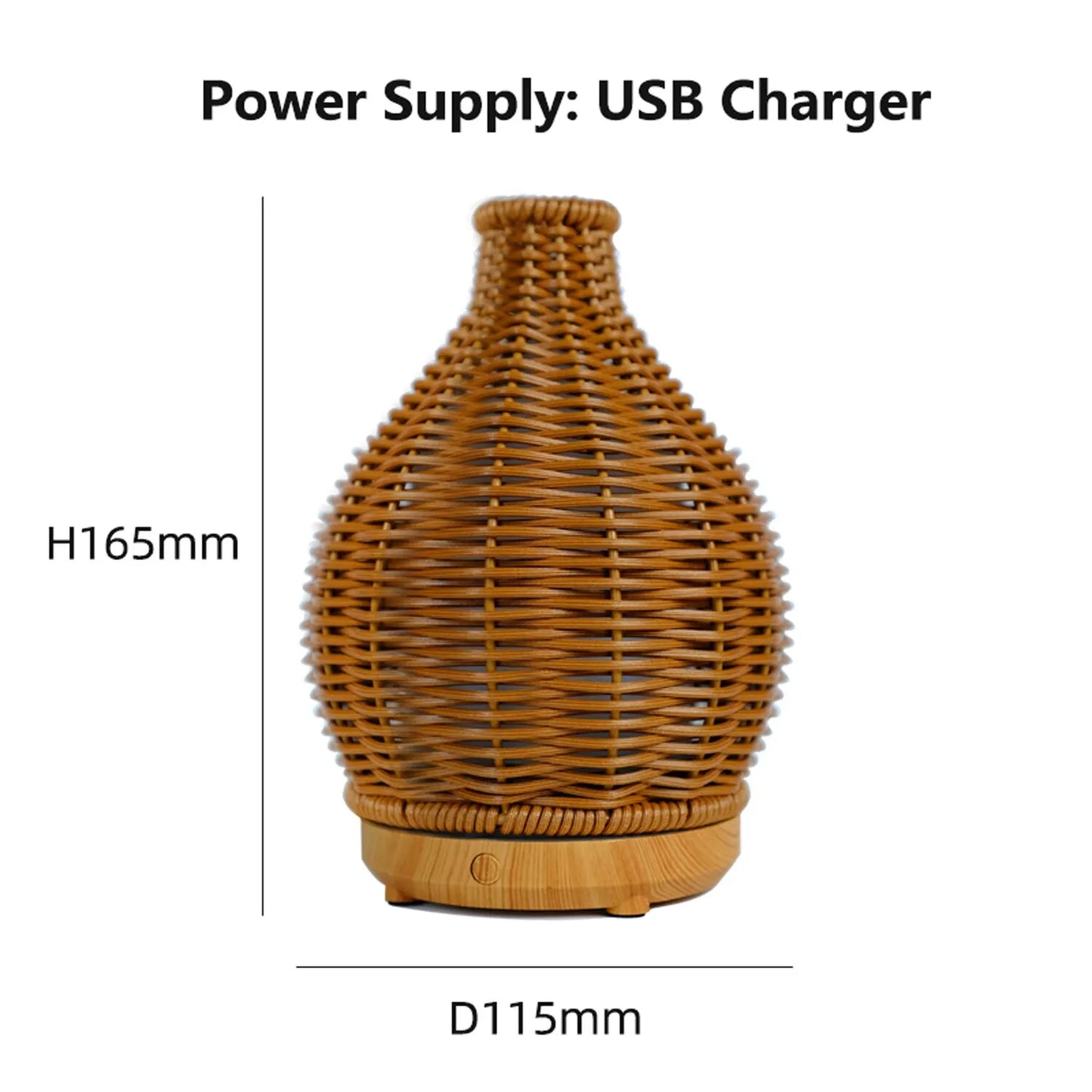 Wood Weave Mini Vase Air Humidifier USB Electronic Ultrasonic Water Fragrance Essential Oil Diffuser Home Room Fragrance