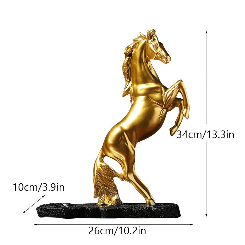 SAAKAR Resin Golden Warhorse Wine Rack Figurines Horse Bottle Holder Storage Decoration Accessorie Collection Home Interior Item