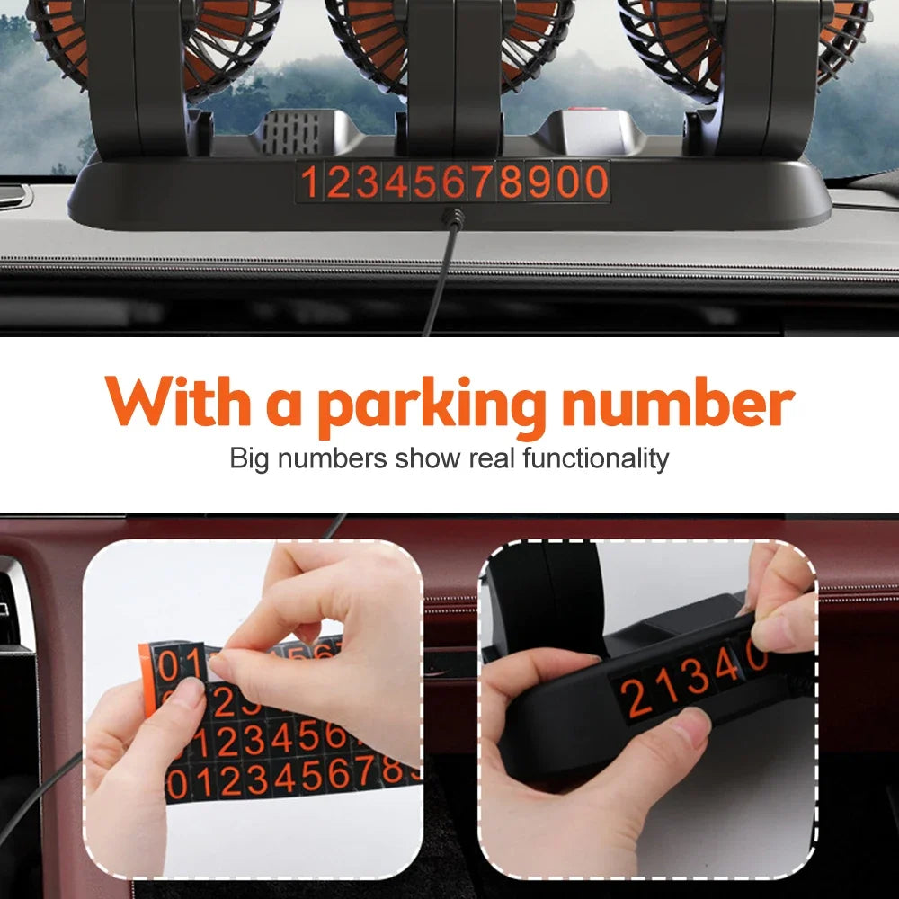 Car Fan 360° Adjustable 3 Head Air Fan Automotive Electric Fan USB/12V/24V Fan 2 Speeds Car Silent Fan For Home Desk Office&Car