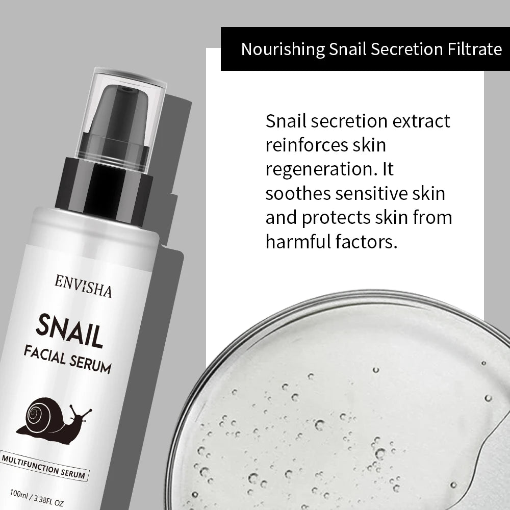 ENVISHA Snail Collagen Face Serum Facial Firming Skin Care Anti-aging Wrinkle Moisturizing Whitening Beauty Health Shrink Pores