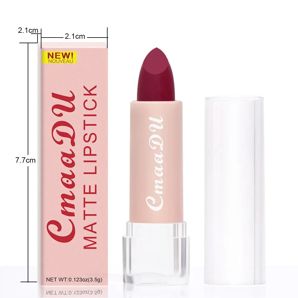 1PC Matte Nude Lipstick Waterproof Long Lasting Non-stick Cup Sexy Red Pink Velvet Lipsticks Women Makeup Cosmetic 15 Colors