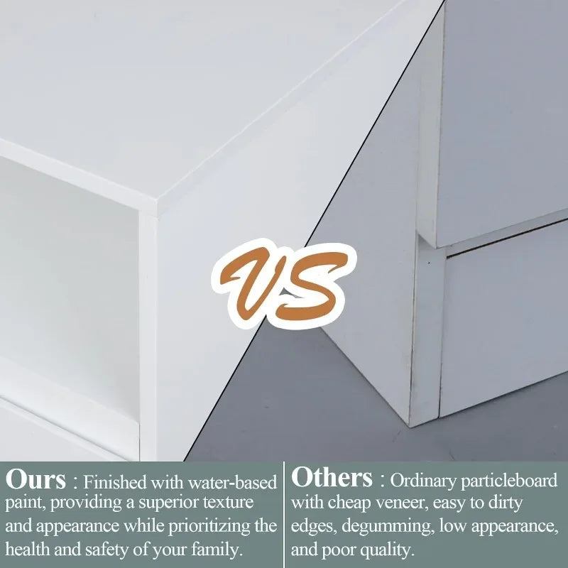 6 Drawer Double Dresser with Power Outlet, Accent Chests of Drawers with LED Light, Modern White Storage Dresser