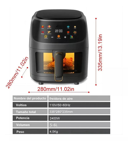 6/8L large capacity air fryer with LCD screen smart electric fryer oil free deep air fryers oven for fries grilled chicken