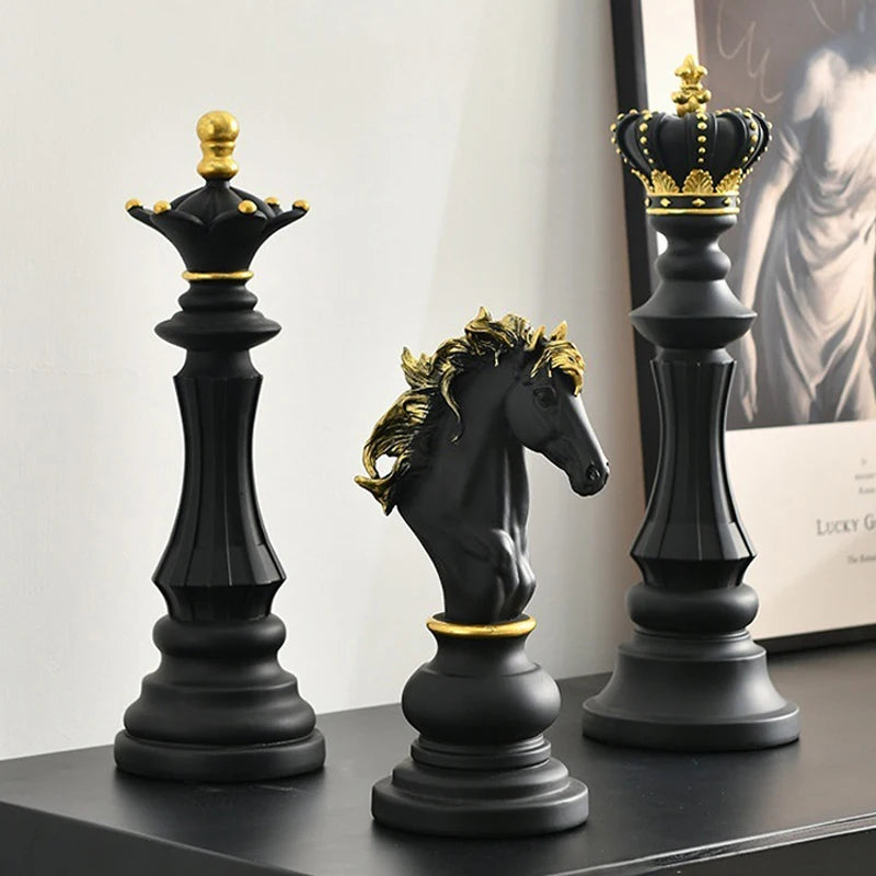 SAAKAR International Chess Resin Decorative Ornaments Home Interior Office Figurines King Queen Knight Statue Collection Objects