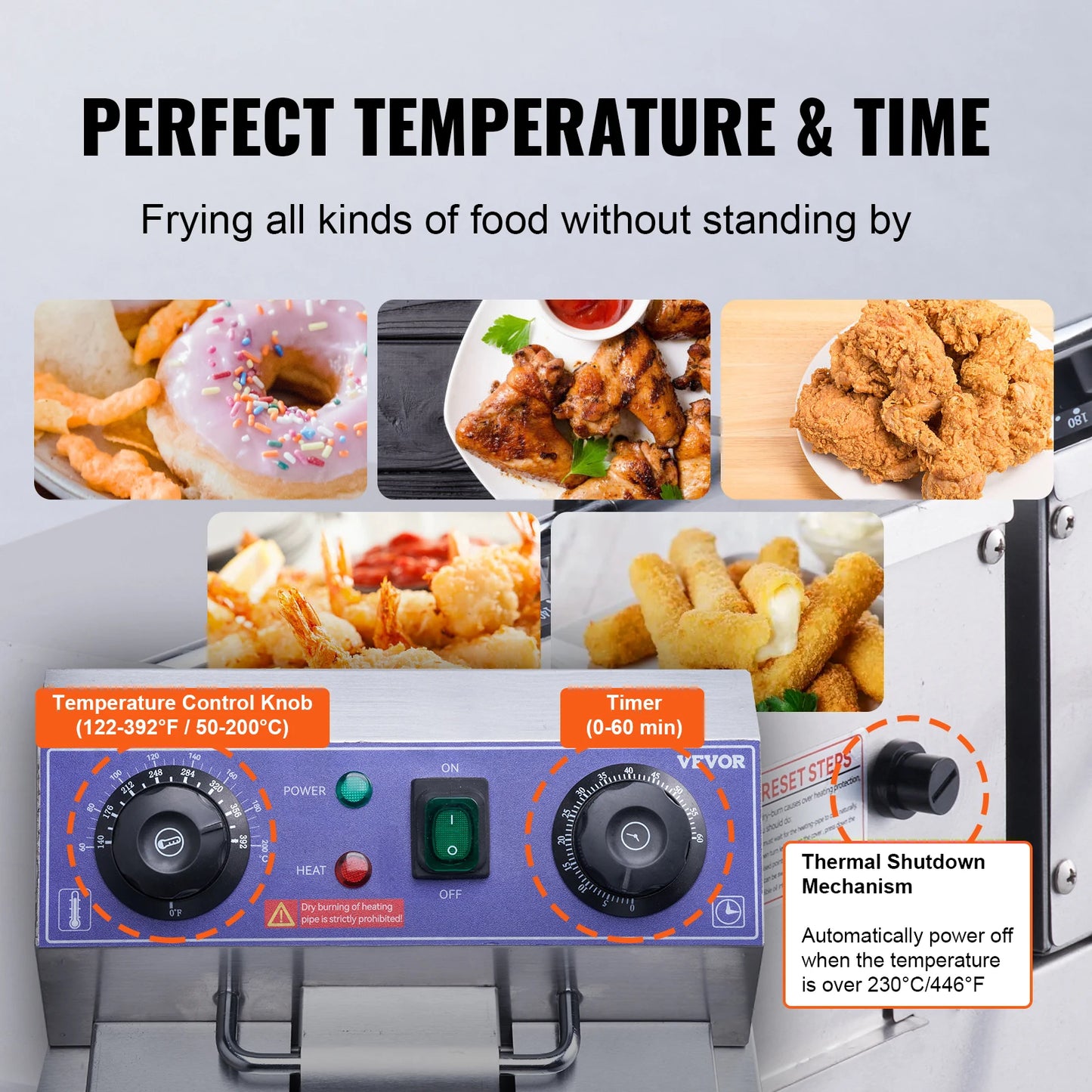 VEVOR  Commercial Electric Deep Fryer w/Dual Tanks 12L 3000W  Stainless Steel Countertop Fryer for Fried Chicken French Fries