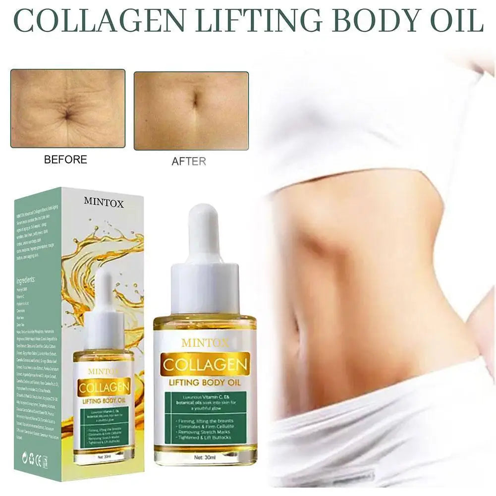 Collagen Lifting Body Oil Tightening Breast Buttock Stomach Thigh Upper Arm Nourishing Hydrating Massage Essential Oil Skin Care