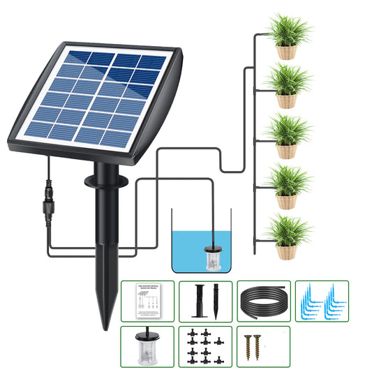 Solar Auto Watering System Automatic Drip Irrigation Kit Self Watering Device with Timer for Plants in Patio Balcony Green House