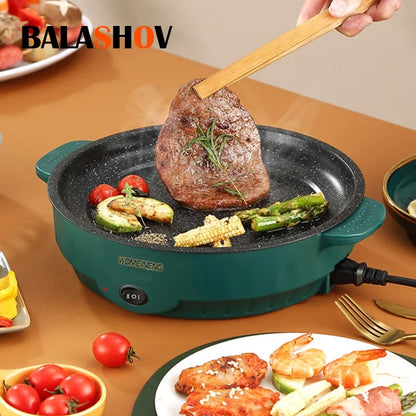 Multifunction Electric Frying Pan Household Barbecue Steak Fish Frying Pan Skillet Non-stick Cooking Machine For Kitchen Camping